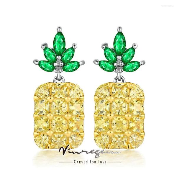 Dangle Küpeler Vinregem Citrine Taş Köpüklü Moda Damlası Kadınlar İçin 925 STERLING Silver Party Hediyeleri Güzel Takı Toptan