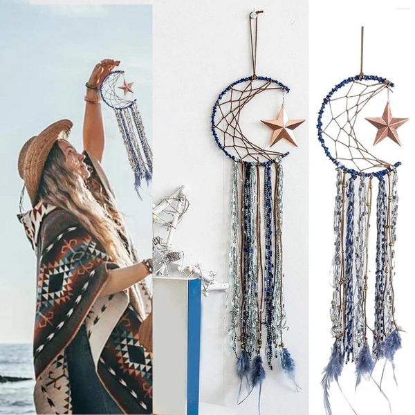 Dekorative Figuren Große Boho -Wandhängedekoration Dreamfänger gewebtes handgefertigtes traditionelles kreisförmiges Netz für Schlafzimmer Home Tapestry Ihre