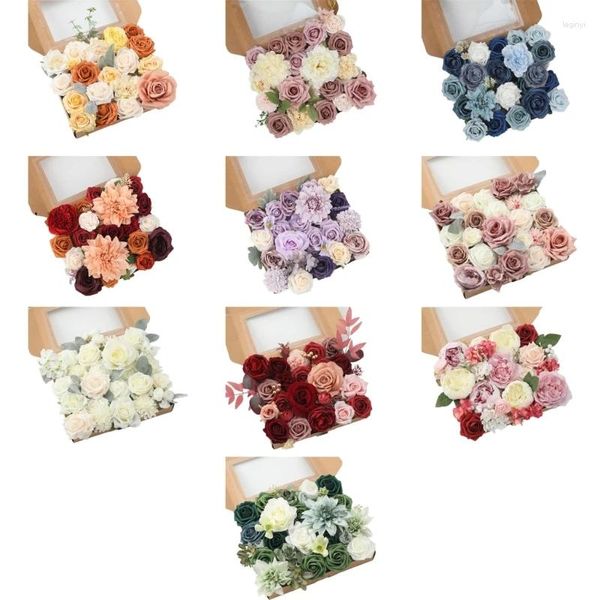 Flores decorativas 2024 Artificial Bulk Flower Rose Rose Seda para Festas de Casamento DIY Arranjos de Peças Centrais