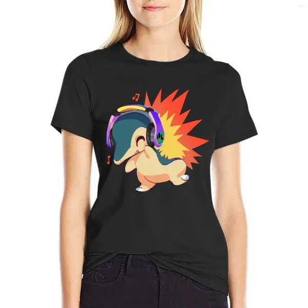 Kadın Polos Cyndaquil 1 Klasik T-Shirt Plus Boyut Kawaii Giysileri Kısa Kollu Tee Kadınlar