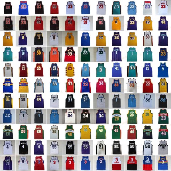 Klassiker Retro -Basketball -Trikot -Vintage Iverson Allen Bogues Johnson Trauer Miller Anthony Webber Stojakovic Williams Thomas Hill Duncan Robinson