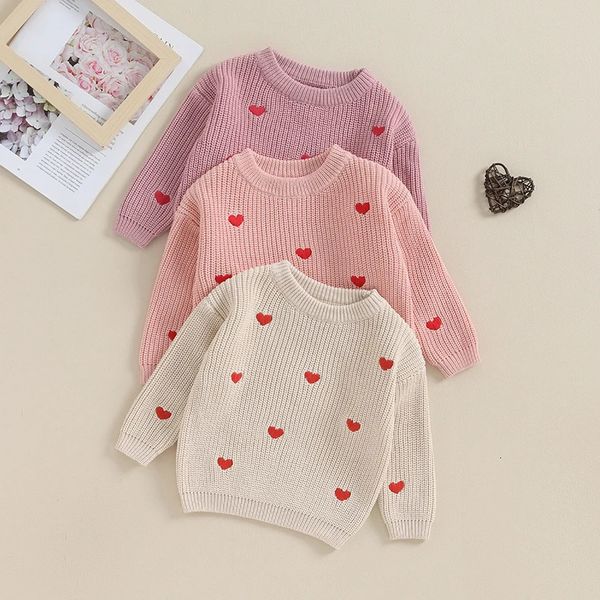 -10-12 Lioraitiin 0-18M Baby Girl Knit Sweater Love Heart Emelcodery Тол-магазин. Пуловые топы