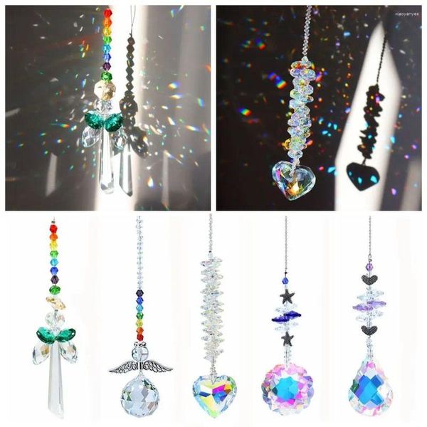 Dekorative Figuren Ornament Vorhänge Verzierung Hausdekoration Wind Chime Engel Herz Kristall Sonnenfänger Regenbogen Prismen Anhänger Anhänger