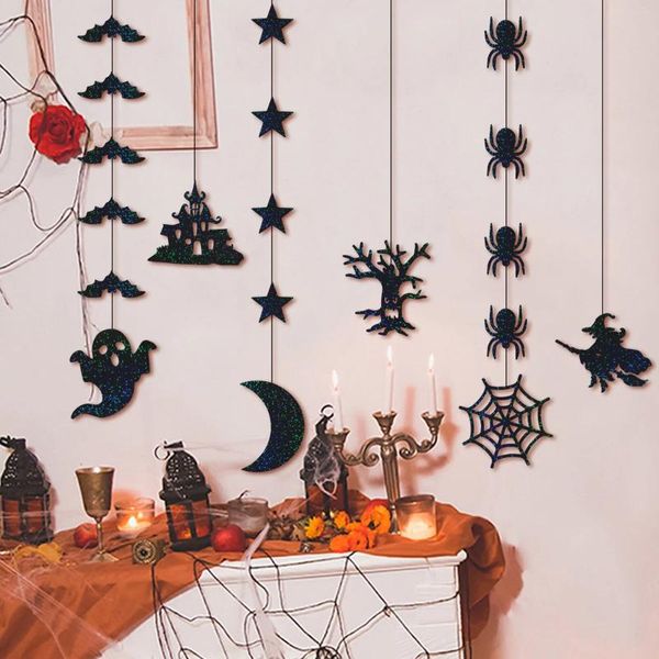 Estatuetas decorativas de Halloween decoração de bruxa parede pendurada charme caseiro de ornamentos artesanais Conjunto de 6 peças de contas em uma criança de cordas