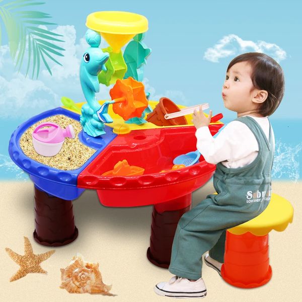 1 Set Kinder Strandtisch Sandspiel Spielzeug Set Babywasser Sandbaggerwerkzeuge Farbe zufällige Outdoor -Strandplatte Play Sand Pool Set 240420