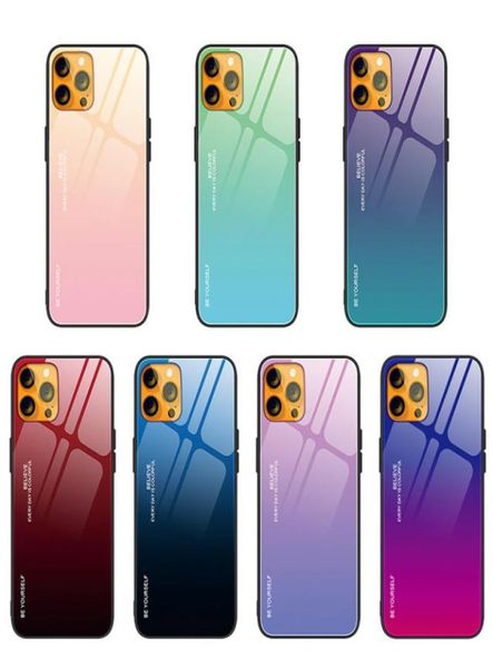 Mobiltelefonhüllen für iPhone 14 Pro Max 13 Mini 12 11 xs xr x 8 7 plus SE Rainbow Laser Aurora Gradient Harttemperiertes Glas TPU S4288897