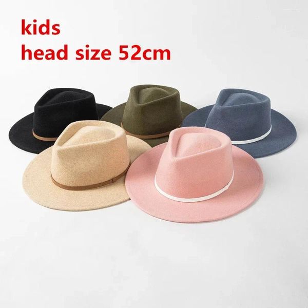 Berets 202403-HH3023B ins Winter Wool Solid Kids 52 см. Размер головы Детский ремень Fedoras Cap Mob