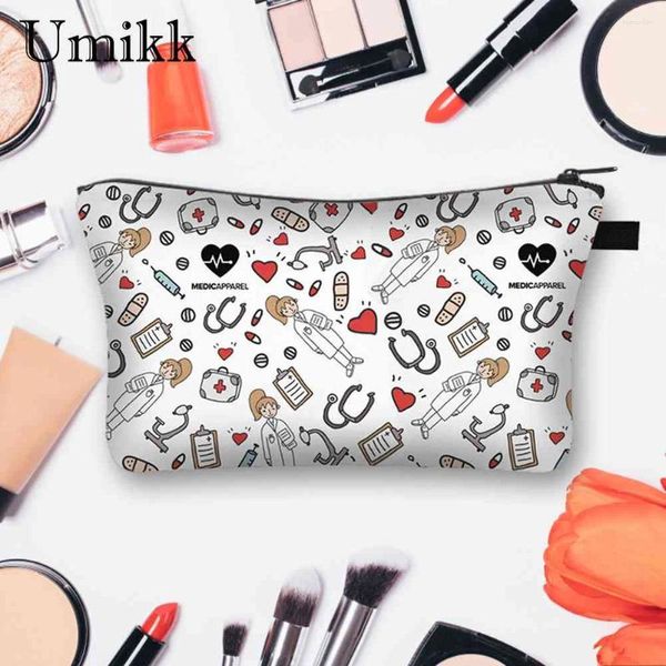 Kosmetikbeutel Zähne Druck Reißverschluss Polyester Hautpflegeprodukt wasserdicht mit großer Kapazität zahnärztliche Geschenke Frauen Make -up -Tasche