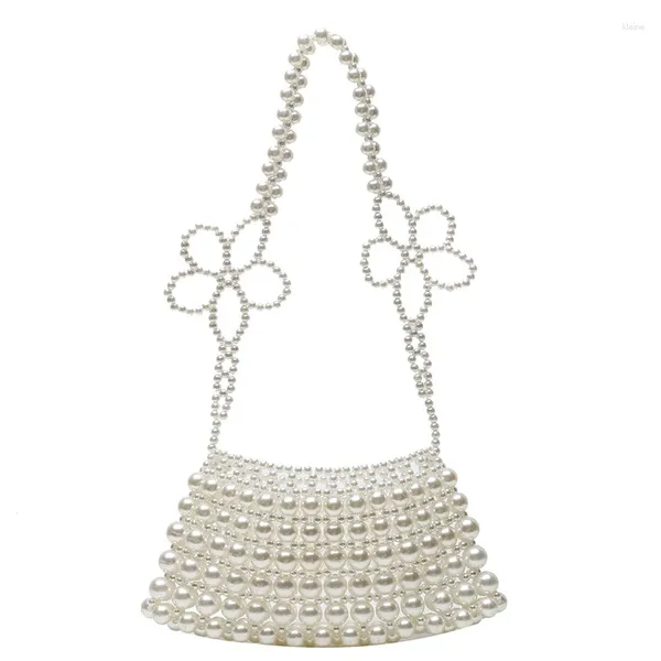 Umhängetaschen Mode handgefertigte gewebte Perle für Frauen 2024 Damen Hochzeit Handtaschen Designer Luxus Clutch Tasche Crossbody Tasche
