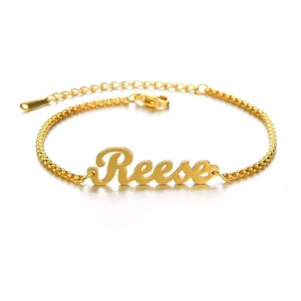 Nome personalizzato Bracciale 18K Gold Gold Acciaio inossidabile Acciaio in acciaio inossidabile Braggangano fatti a mano Gioielli per donne Regalo per bambini 240417