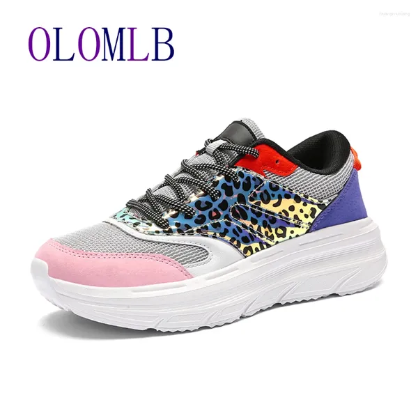 Fitness Shoes 2024 Sneakers Leopard Print Platform Lace up