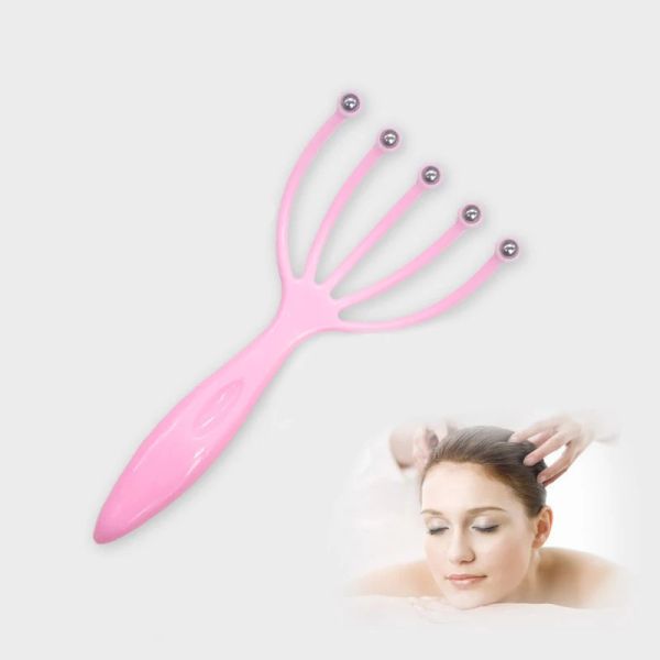 Escova macio portátil handheld scalp massager roller de pente de pente de pescoço de cinco dedos aço relaxe spa Spa Cuidado para arranhar o alívio da cabeça