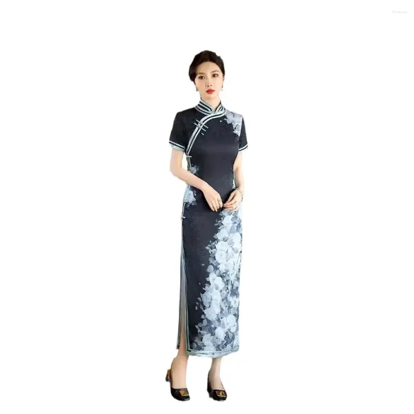 Ethnische Kleidung Cheongsam Bankett Abendkleid schlank und modisch tragen elegante sexy chinesische Stil traditionelle Taille-Stärke