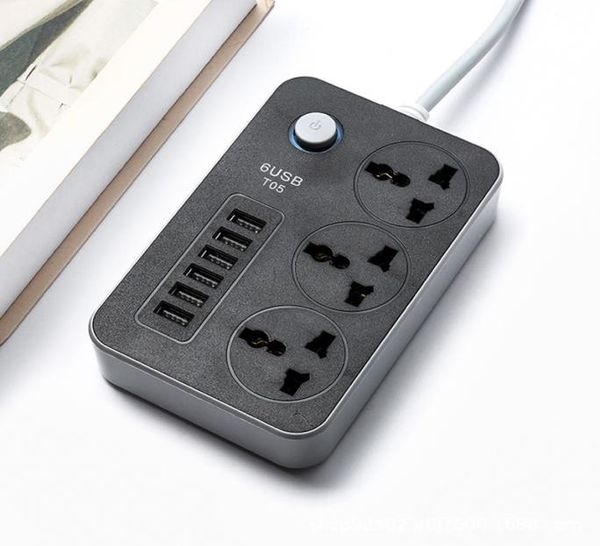 Desktop Multi Power Plug con 3 punti CA 6 USB Adattatore per le porte di ricarica rapida US UK Au Au Timer4622837