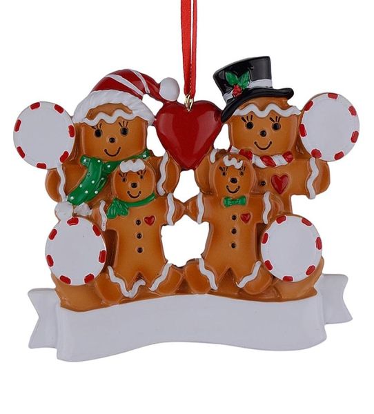 Família de gengibre de resina inteira de 4 enfeites de Natal com maçã vermelha como presentes personalizados para Holiday9822733
