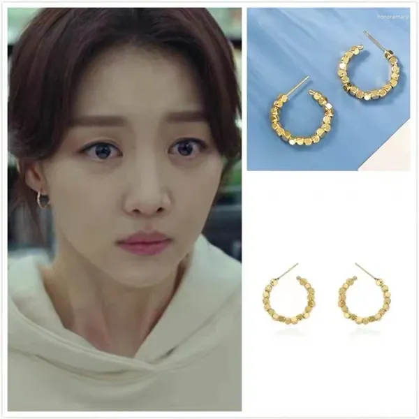 Orecchini per borchie Moon Chae Won TV Elegante coreano Jeon Yeo Bin Fashion Geometric Circle Piccolo design di personalità quadrata