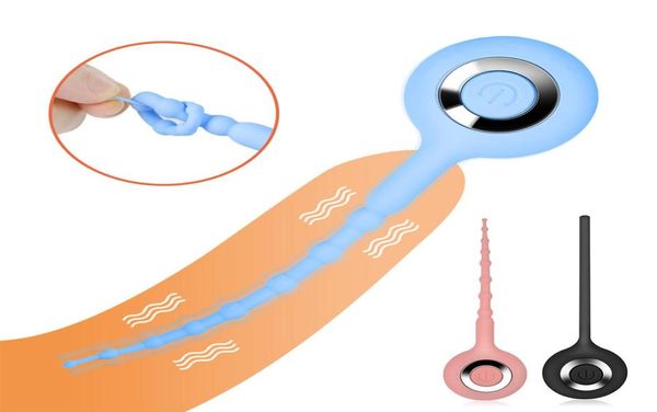 Penis Uretral Plug Vibrator para homens masturbadores masculpadores uretra dilators soam massageador de próstata brinquedos sexuais eróticos para adultos mx195337618