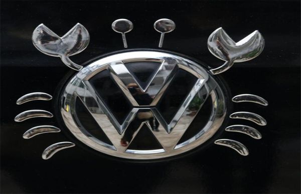 Komik 3D Yengeç Çıkartma Çıkartma Rozeti Emblem Araba Vinil Logo Çıkartmaları VW Herhangi bir CAR3139309