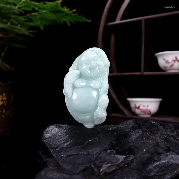 Anhänger Halsketten natürliche Emerald Maitreya Buddha Jade Kopf Neigung Großhandel Budd