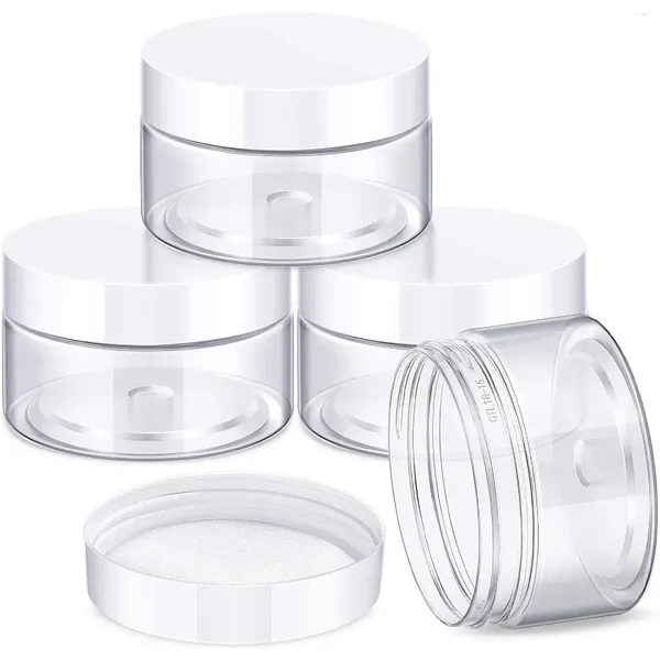 Speicherflaschen 4pcs Creme Jar 30g/1oz Weitmund-Leck-Proof-Plastikbehälter Gläser für Reise-Gesichtscremesöle Salben Salben DIY