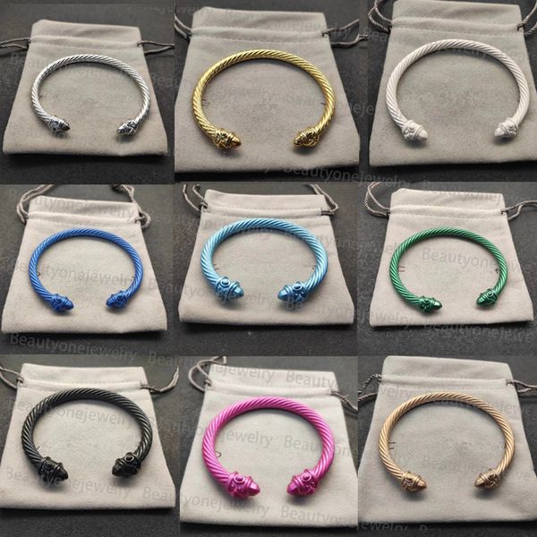 Designer de moda 925 Silver Twisted Bollet Bracelets de charme para homens Mulheres pulverização de bracelete 5mm 7mm Wire Jewelry Gift requintado Acessórios de moda simples