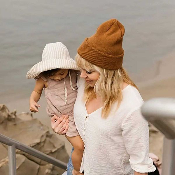 Cappelli Cappelli 1pc Fashion Big Brim Baby Sun Cap Summer Spring Kids Hats Cappelli in lino in cotone per bambini Cap Beach Travel Kids Caps 9M-4Y