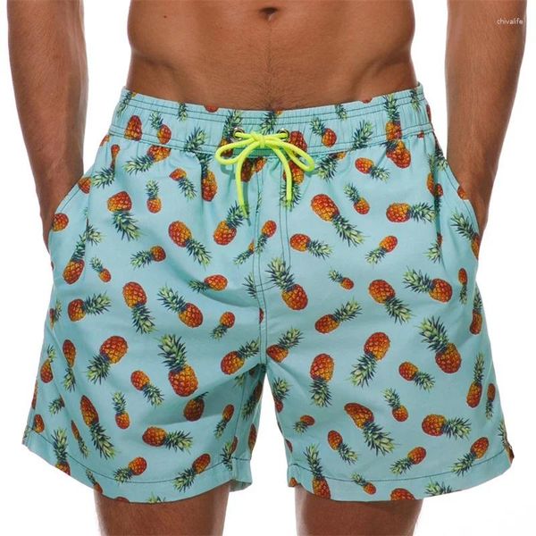 Herren -Shorts Ananas -Grafikstrand für Männer 3D -Druckfrüchte Surfbrett Schnelle trocken