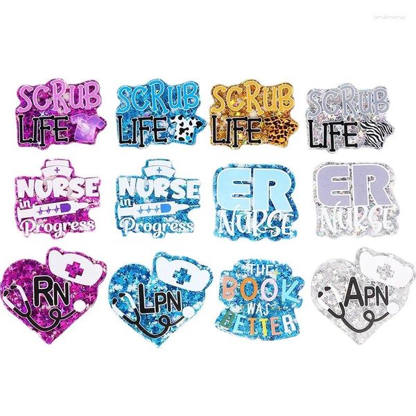 Charms Glitter Acryl LPn Rn Scrub Life Hut Herz zurück -Rücken -Epoxid -Pedant Fit DIY ID -Kartenabzeichenhalter Schmuck Making