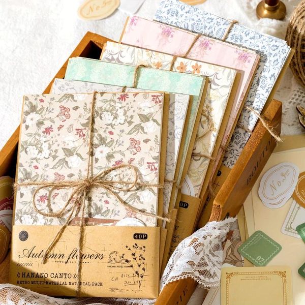 40pcs leichter Vintage Salz kleines Blumenememo -Pad für Scrapbooking DIY Decorative Material Collage Journaling