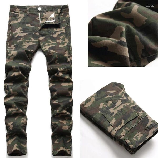 Herren Jeans männliche Denim -Tarnung Straight Cool cool vier Staffel Hosen Dropship Wäsche Markenhosen Trend Armee Green