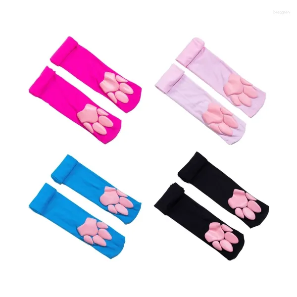 Mulheres Socks Cosplay 3D Pad Kitten sobre as meias do joelho para meninas