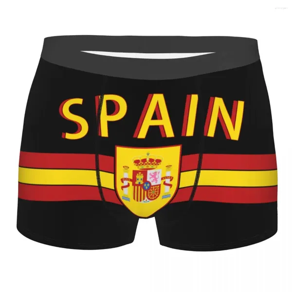 Unterhose männlicher sexy Wappen Spanien Unterwäsche Spanische Flaggenboxer -Slips weiche Shorts Höschen