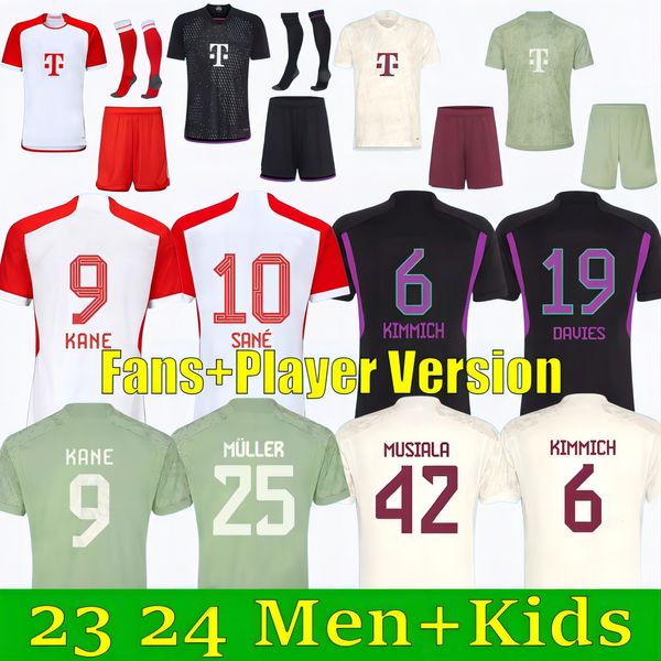 Maglie da calcio del Bayern Kane Shirt calcistico sane sane kimmich Munich Muller Davies Coman 2023 2024 Home Goretzka Mane Gnabry Jersey Musiala Men Kit Kit Set