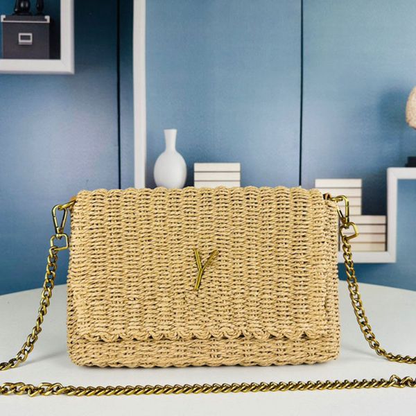 Модель дизайнер сумки Borsa Rafia Женская цепная цепь бродяга с поперечным кусочком Классическая травяная лоза