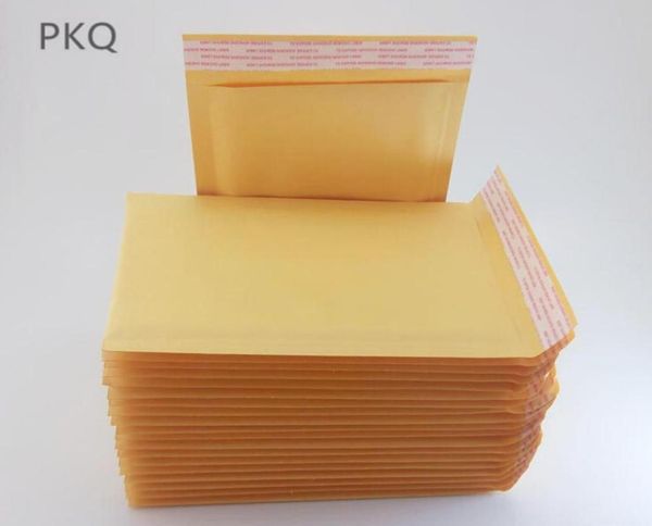 100pcs kleine große 11151321 cm gelbe Kraft Bubble Mailer gepolsterte Umschläge Tasche Selbstversiegelungsschule Office6274221