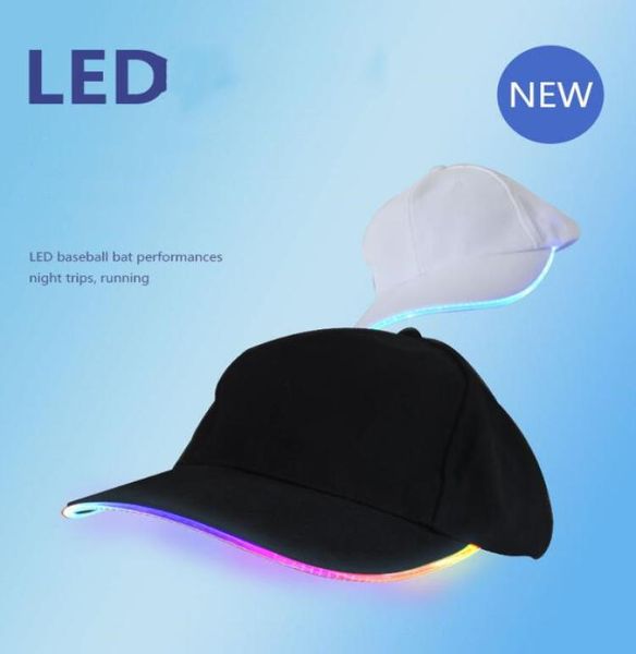 Capi di baseball a LED Cotton Bilanci bianchi neri luccicanti tappi a sfera leggera LED Glow in cappelli da snapback regolabili scuri cappelli da festa luminosa4754556