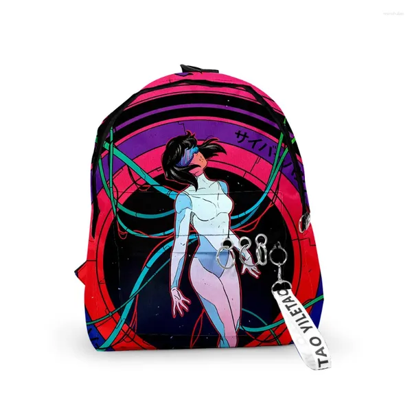 Backpack Hip Hop Ghost in the Shell Backpacks Boys/Girls School School Salps 3D Keychains oxford à prova d'água fofa pequena