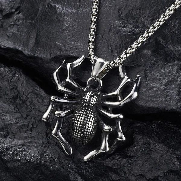 Colares pendentes punk hip hop aço inoxidável colar de aranha masculina jóias de charme de jóias personalizadas por atacado