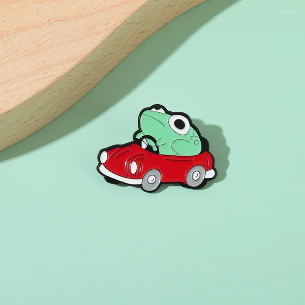 Broschen Custom Frog Car Email Pins Nettes Tierbeutel Hut Rucksack Abzeichen Schmuckzubehör Geschenk für Frauen Männer Männer