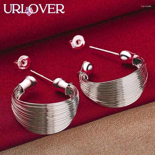 Orecchini per borchie Urlover 925 Orero in argento sterling per donne Curve Multi Lines Lady Fashion Birthday Birthday Wedding Gioielli Regali