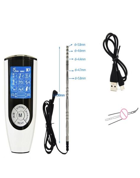 Forte Electro Shock Feeling Penis Plug Plug Electric Stimulator Uretral Cateter Sons Dilator Penis Plug Sex Toy para Man2128411