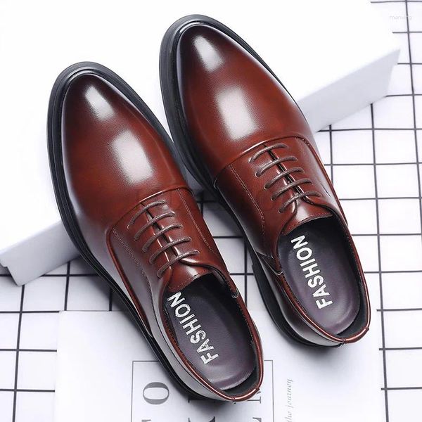 Sapatos casuais homens couro 2024 vestido formal lace up wedding marrom preto marrom