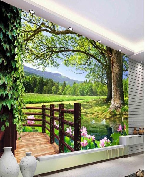 Luxo European Modern HD 3d Tree Landscape Background Wall Mural 3D Papel de parede 3D Papéis para o cenário de TV3056940