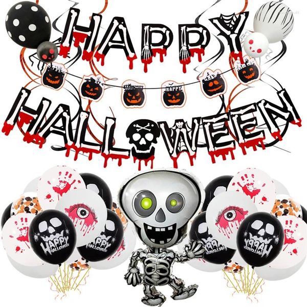 Decoração de festa 4 sets Halloween Conjunto Happy Balloons and Banner for Bar Home Decor Supplies Wholesale X2