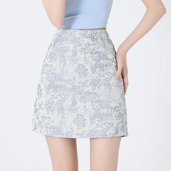 Юбки iToolin весна лето женщины цветочная вышивка высокая талия мини-юбка Слим A-Line Casual Office Package Hip