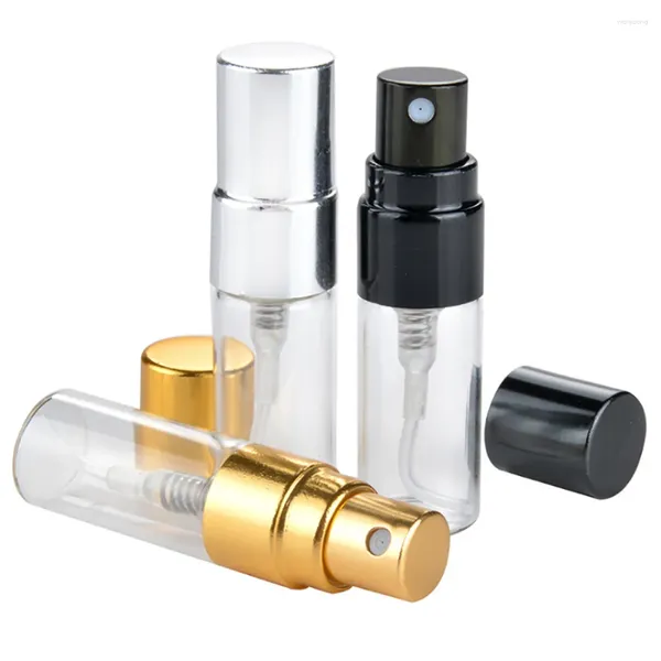 Garrafas de armazenamento 3 ml de vidro perfume garrafa atomizador vazio com tampa de alumínio