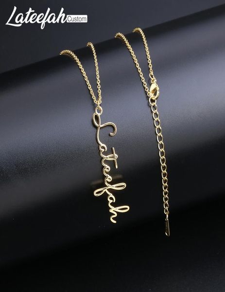 Pingente de assinatura personalizada de joalheria de caligrafia inteira Collier femme personalizado vertical Colar de nome personalizado para mulheres presentes4026230