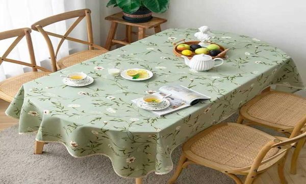 Flores impressas modernas para jantar oval toalha de mesa de linho de linho de pano de pano de pano com renda para decoração para fora ao ar livre 21063297137