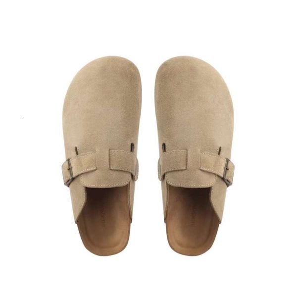 Mesmo estilo Boken Shoes, estilo Sanxi, solteiro grosso chinelos para a feminina 2024 Summer New Outwear Fishing Boken Baotou Half Slippers Underwear