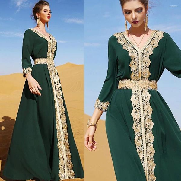 Ethnische Kleidung Luxusqualität Maxi Kleid Stickerei Abaya Frau Muslim Jalabiya Arabisch Marokko Türkei Elegante afrikanische Langarmgefühl